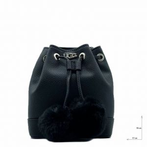 Aaliyah Bucket Crossbody Pom Black