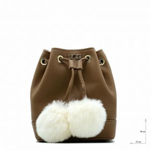 Aaliyah Bucket Crossbody Pom Chestnut